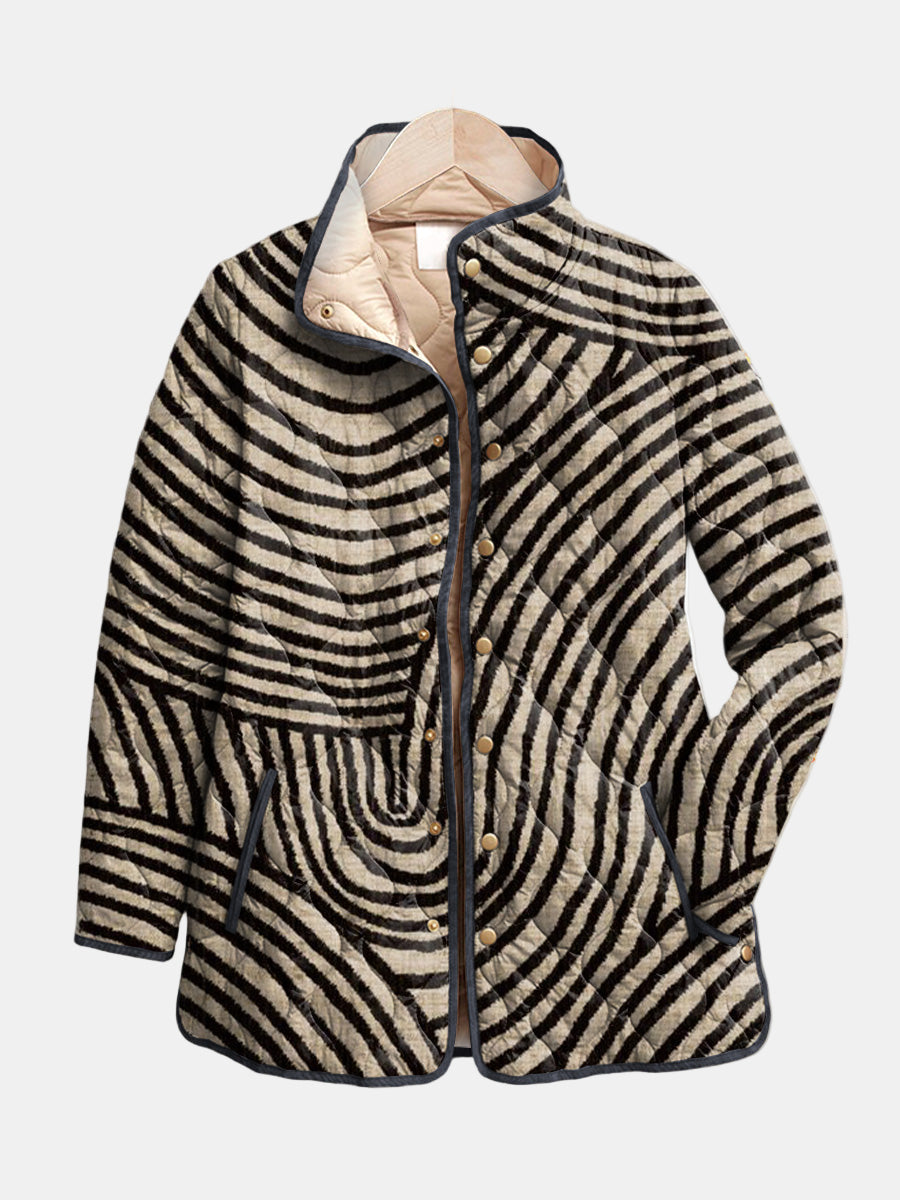 Sable | Retro Hand-Drawn Circle Design Quilted Jacket