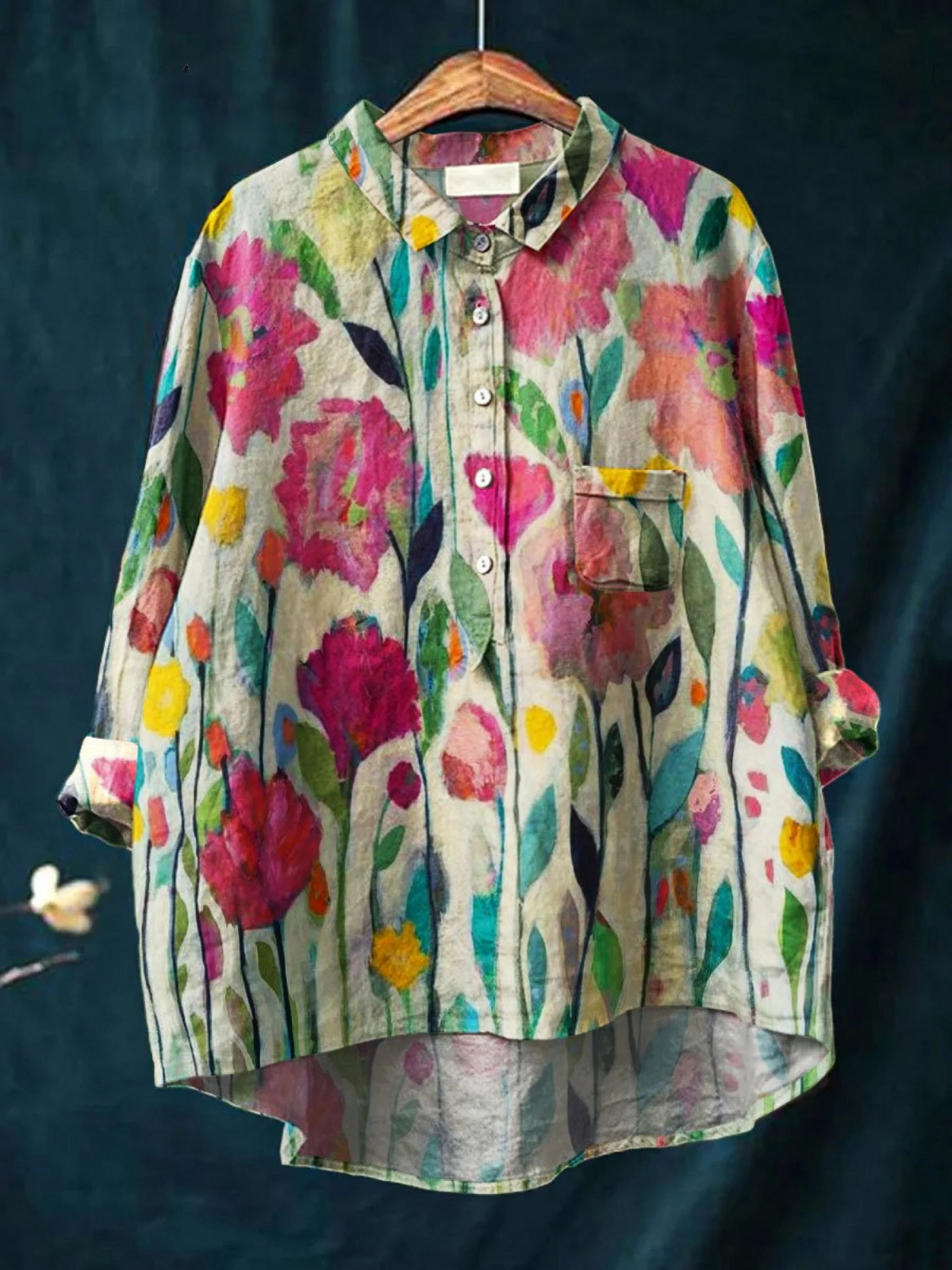 Alisa | Women's Vintage Flower Art Print Casual Shirt
