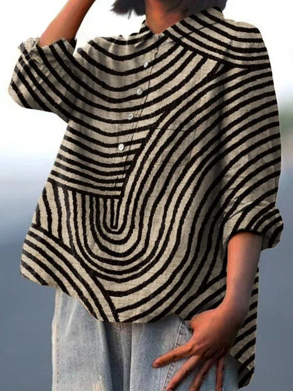 Jasimne | Women's Circular Line Pattern Print Casual Shirt