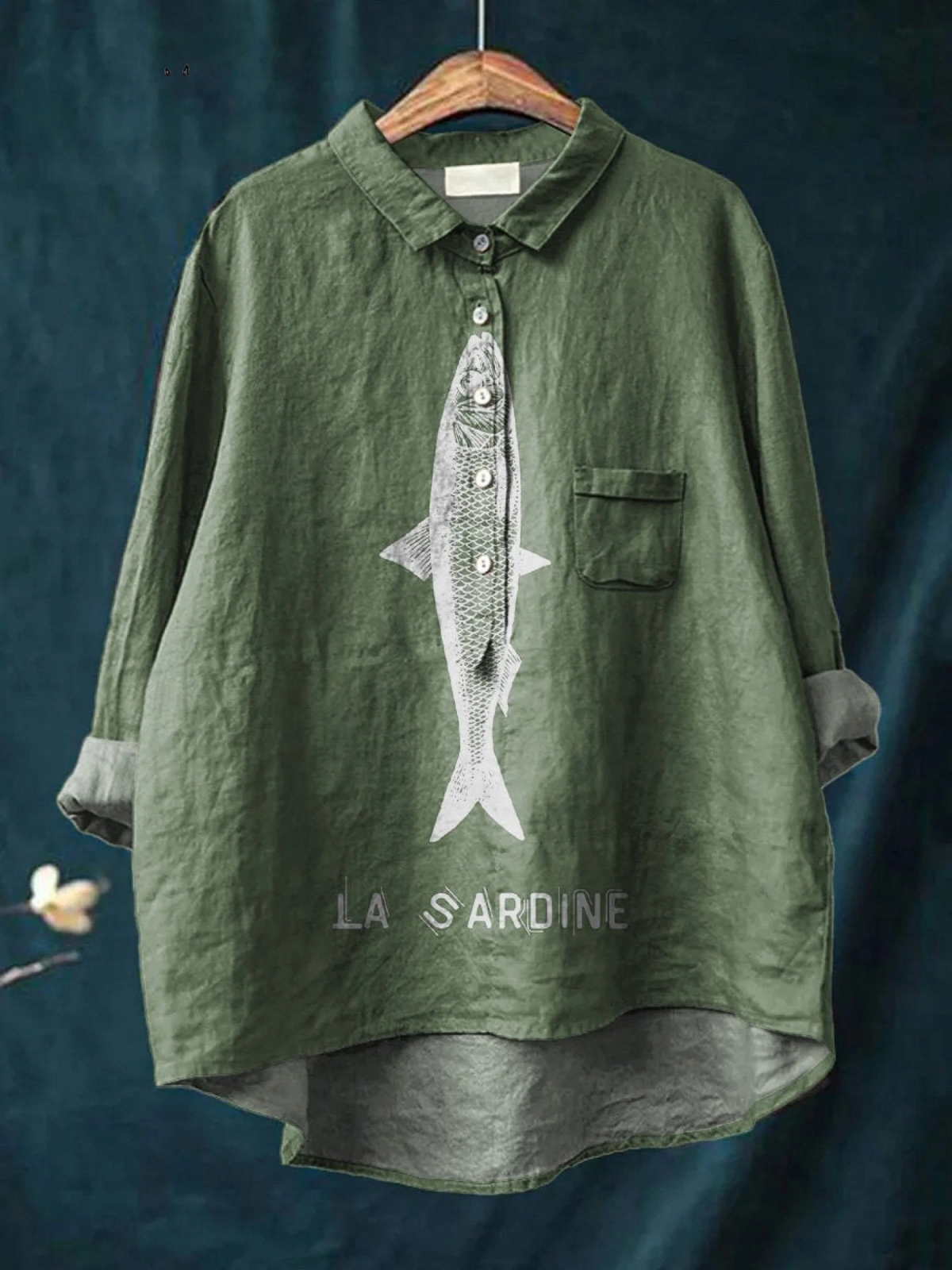 Emery | Sardine Fish Graphic Printed Women's Casual Shirt