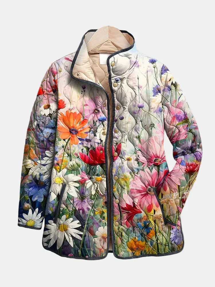 Arianne | Charming Vintage Floral Print Quilted Jacket