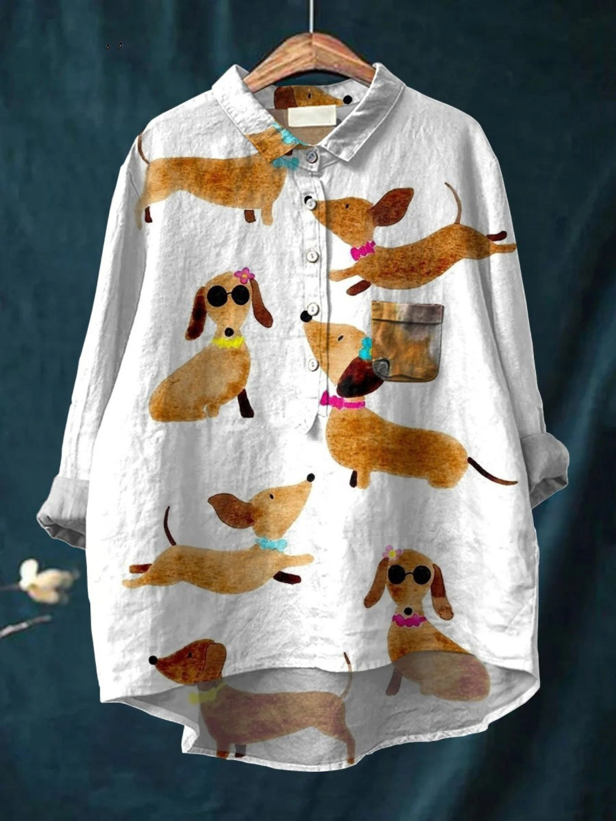 Tessa | Cute Dog Dachshund Art Print Casual Shirt