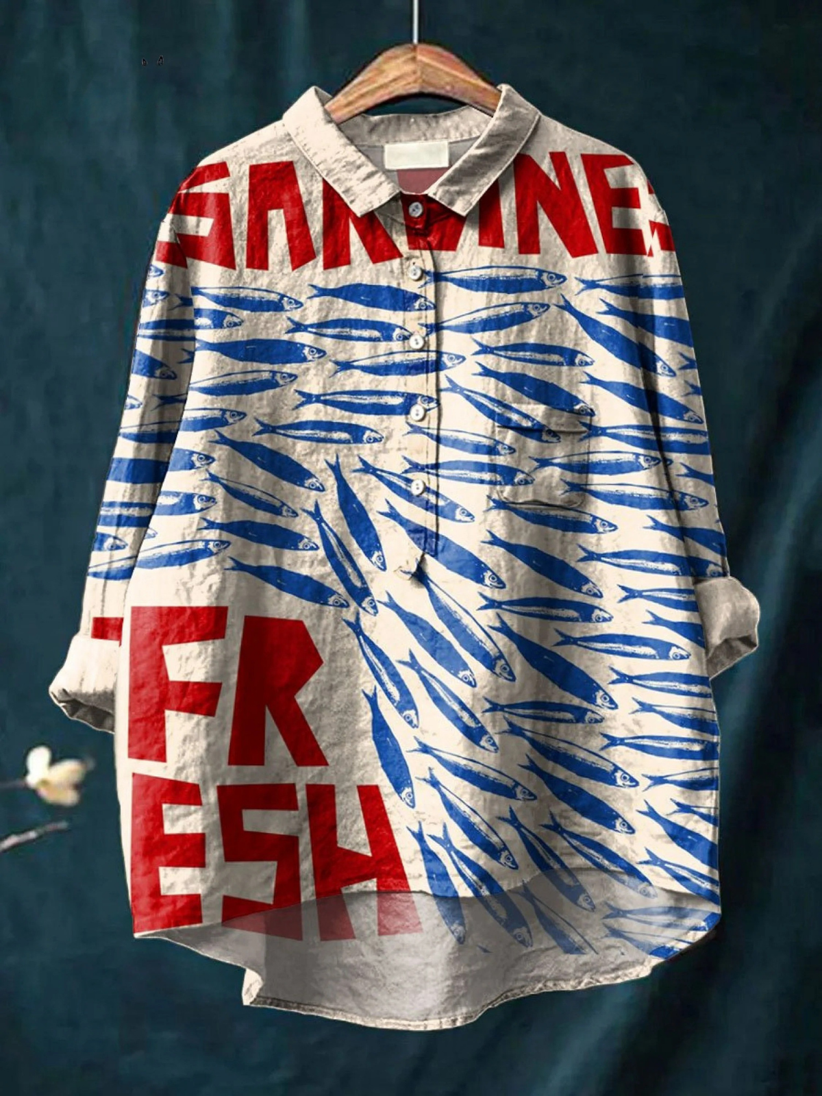 Nina | Women's Vintage Fish Art Print Casual Shirt