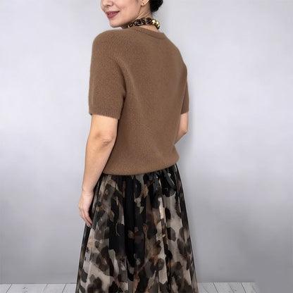 Velessa | Leopard Flowy Skirt and Sweater Set