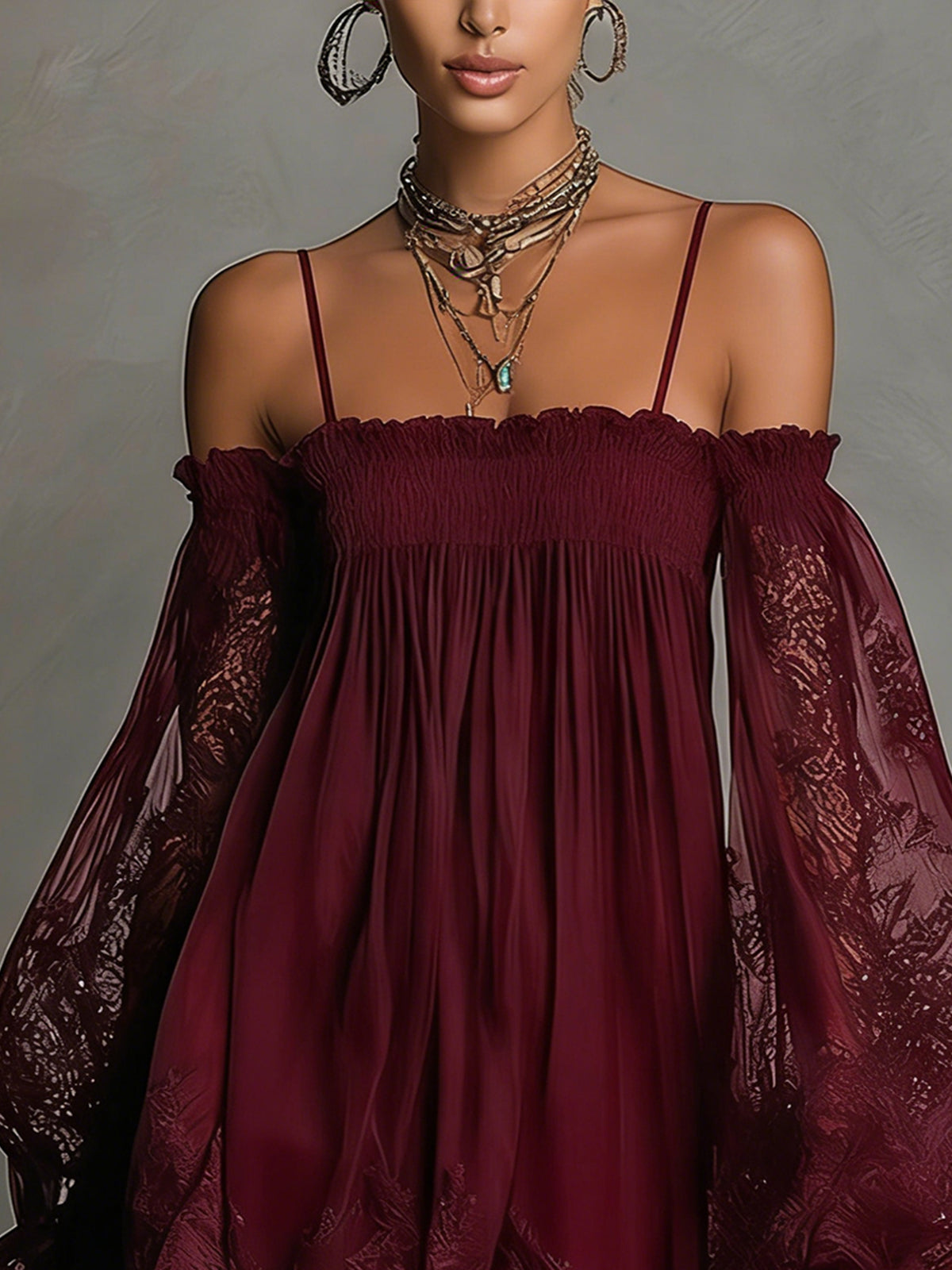 Betty™ | Navy Off-Shoulder Chiffon Mini Dress