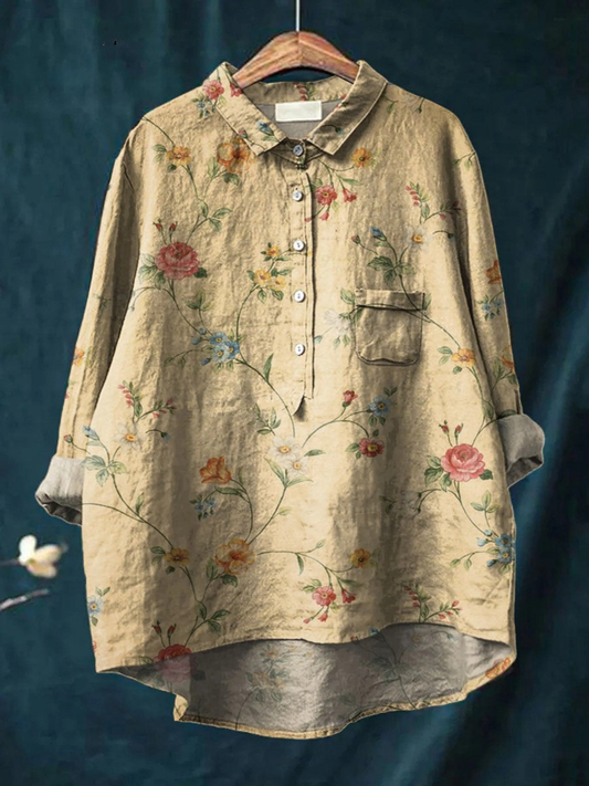 Hadley | Women's Vintage Floral Art Print Casual  Shirt