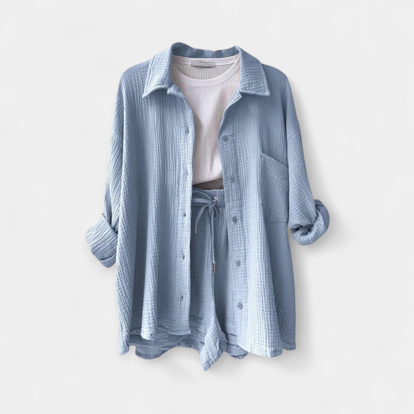 Dual Color Summer Outfit - Top and Shorts