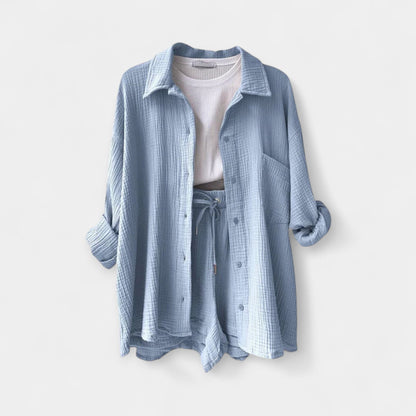 Dual Color Summer Outfit - Top and Shorts