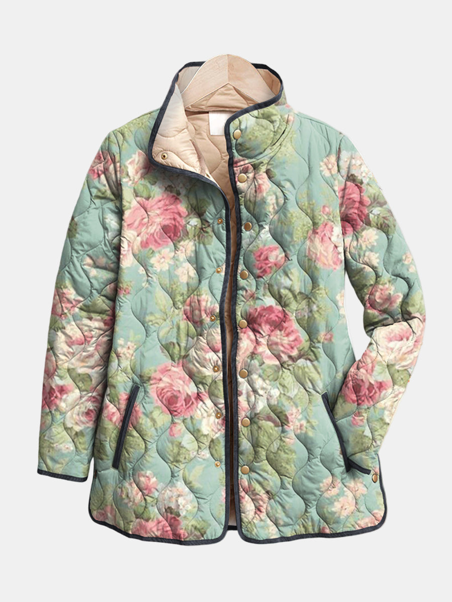 Freya | Retro Floral Patterned Quilted Jacket