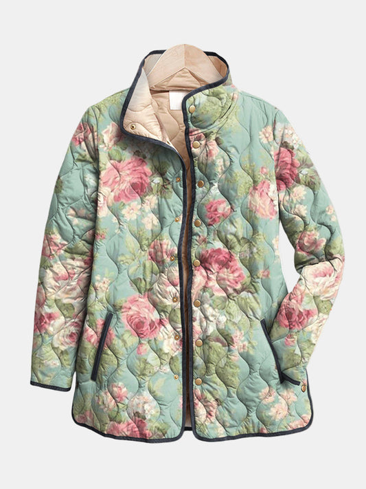 Freya | Retro Floral Patterned Quilted Jacket