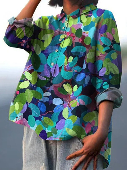 Alessia | Summer Forest Art Printed Women's Casual  Shirt