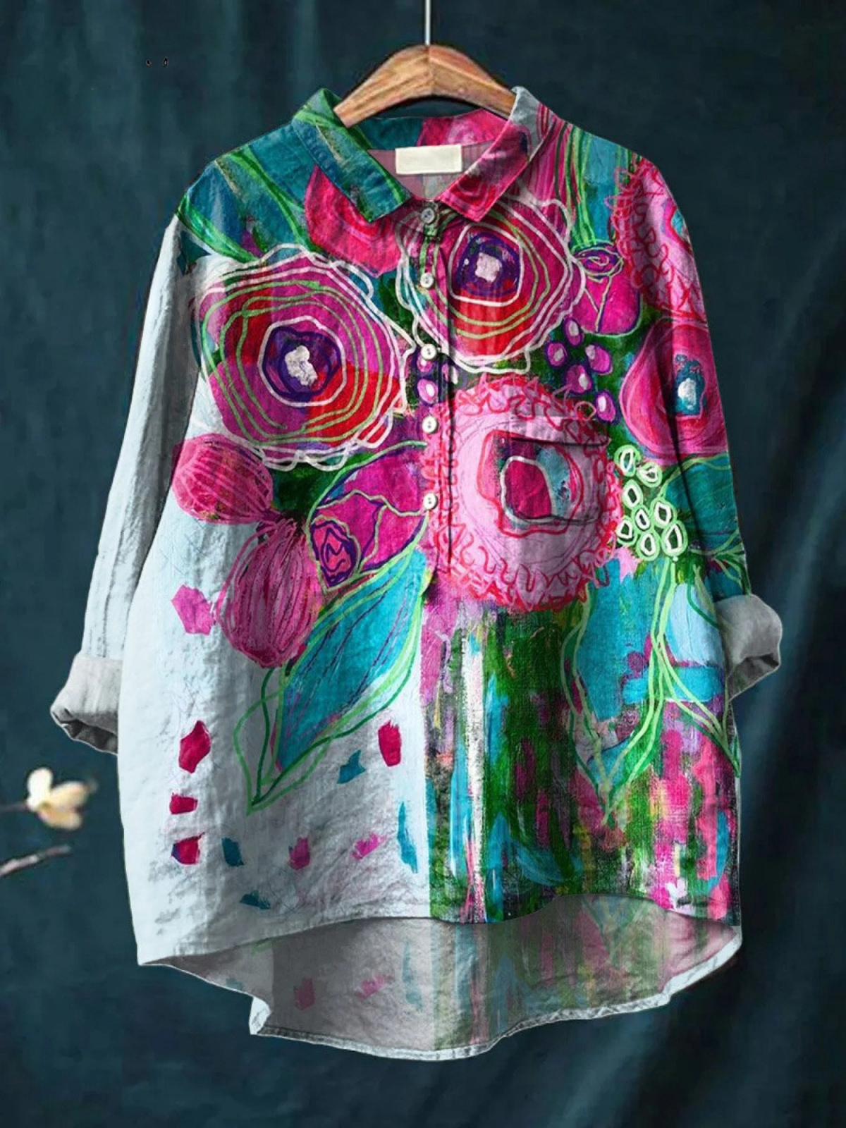 Anneliese | Vintage Lovely Floral Art Print Casual  Shirt