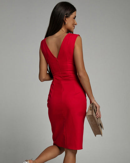 Maud™ | Elegant V-Neck Slit Dress