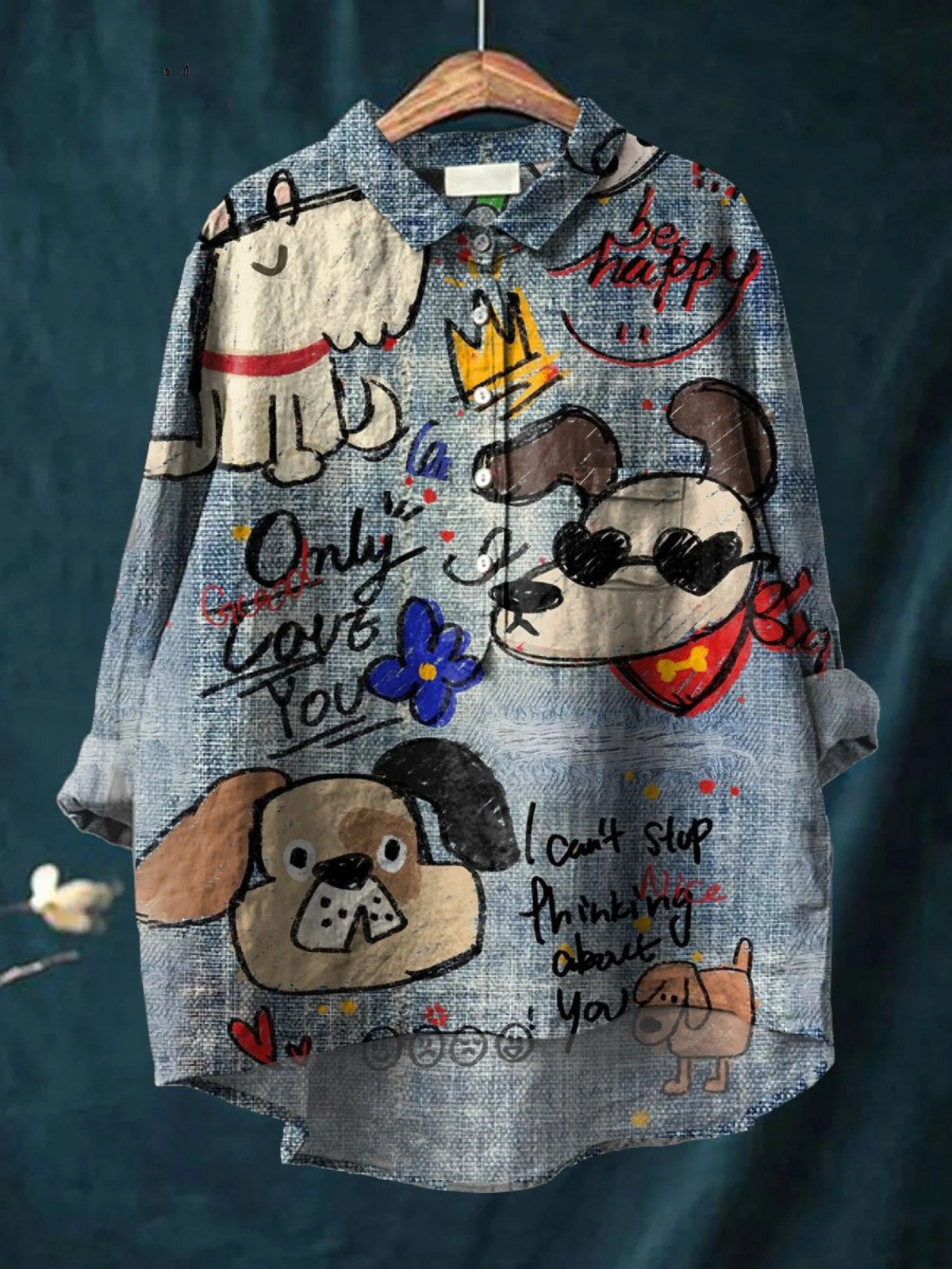 Allyson | Cute Dog Art Print Casual  Shirt