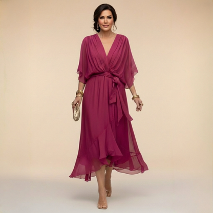 Caroline | Effortlessly Flattering Dress-Wine Red