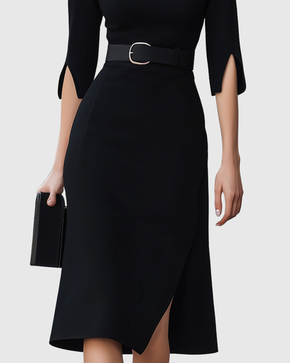 Elanyssah | Classic Black Midi Dress
