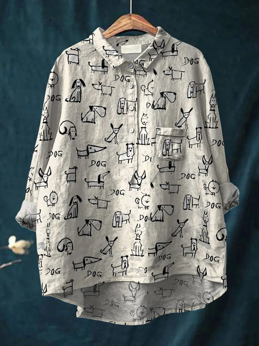 Milo | Women's Cute Dog Print Casual  Shirt