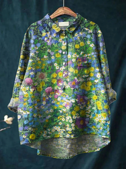 Lindsey | Women's Vintage Floral Art Print Casual  Shirt