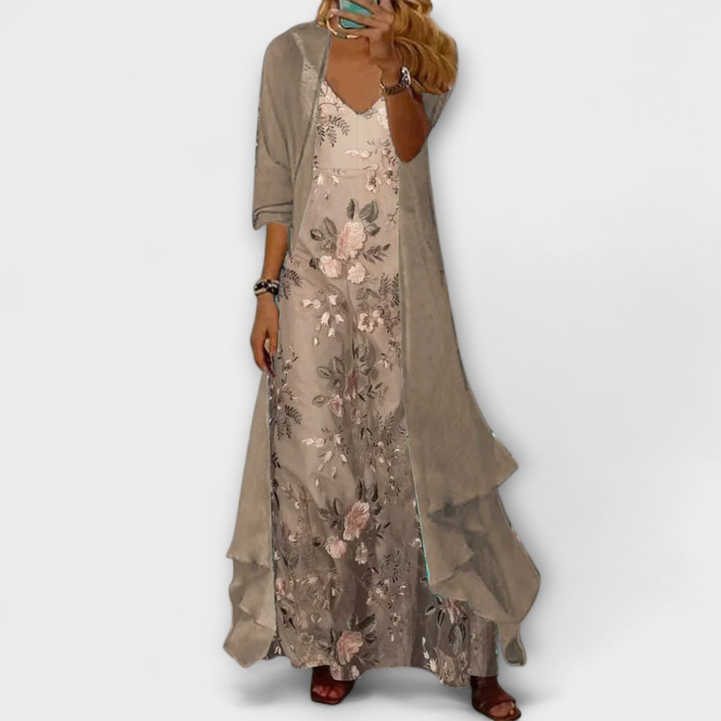 Flora | Elegant Maxi Dress Two-Piece Set