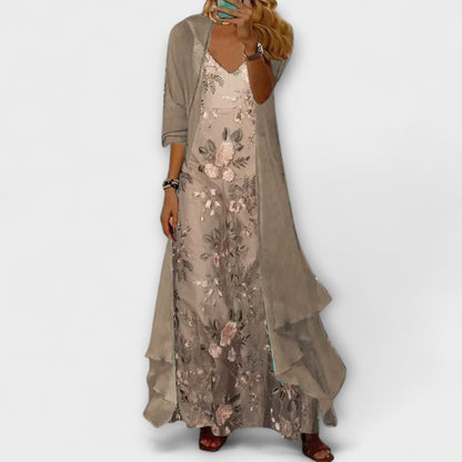 Flora | Elegant Maxi Dress Two-Piece Set