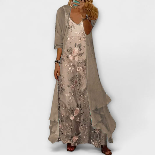 Flora | Elegant Maxi Dress Two-Piece Set