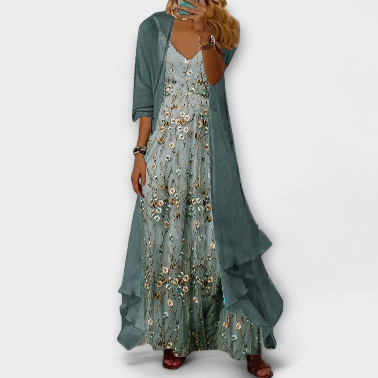 Flora | Elegant Maxi Dress Two-Piece Set