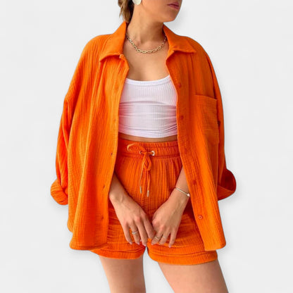 Dual Color Summer Outfit - Top and Shorts