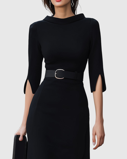 Elanyssah | Classic Black Midi Dress