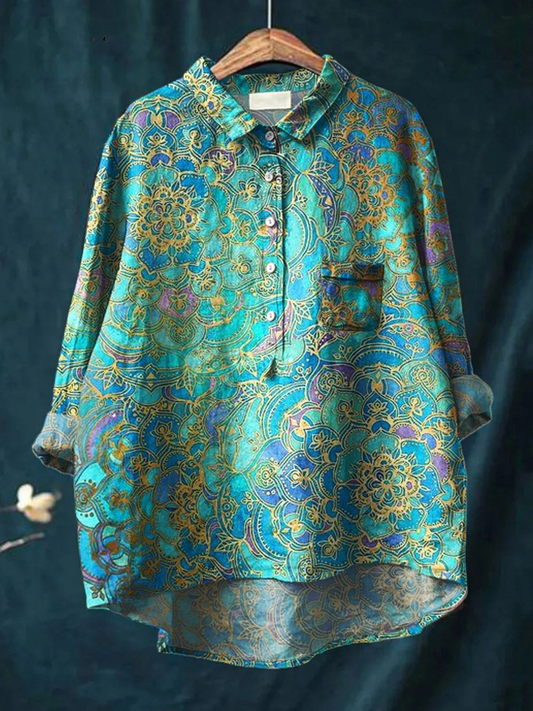 Lorelai | Women's Retro  Art Print Casual  Shirt