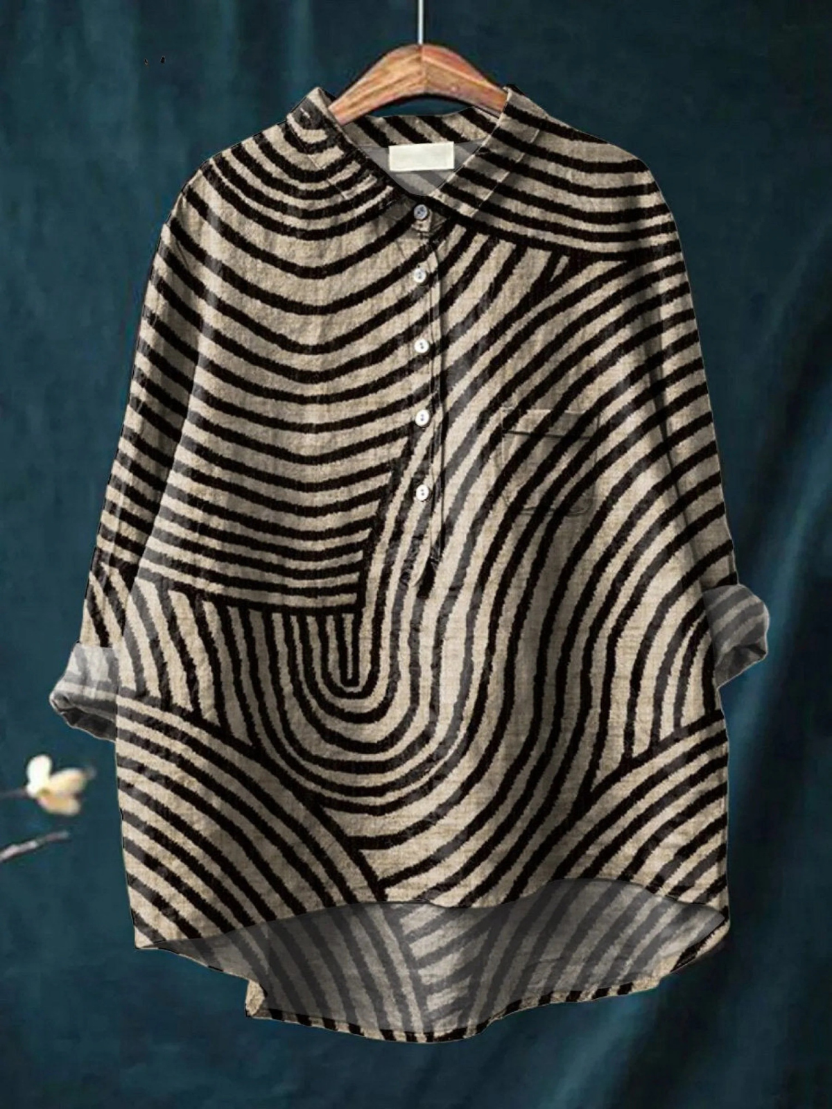 Jasimne | Women's Circular Line Pattern Print Casual  Shirt