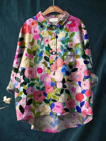 Lennox | Colorful Spring Floral Garden Printed Women's Casual  Shirt