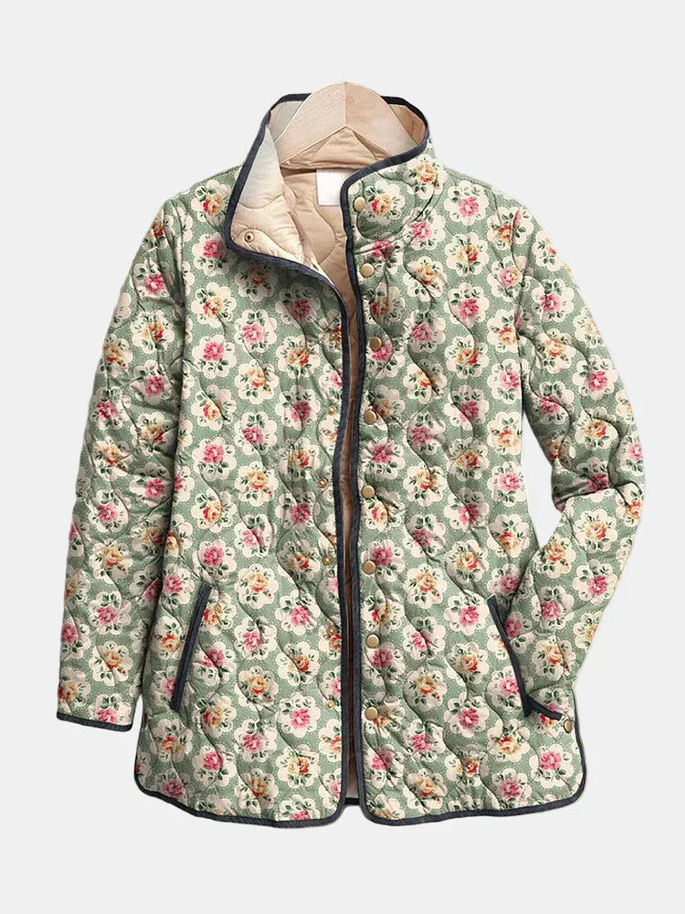 Eira | Vintage Floral Art Print Quilted Jacket