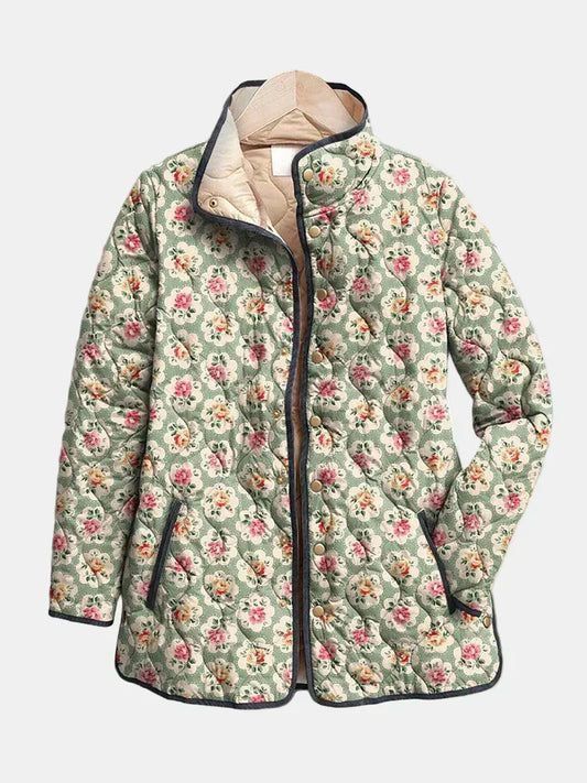 Eira | Vintage Floral Art Print Quilted Jacket
