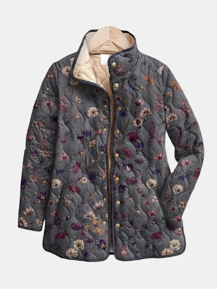 Elara | Vintage Floral Print Quilted Jacket