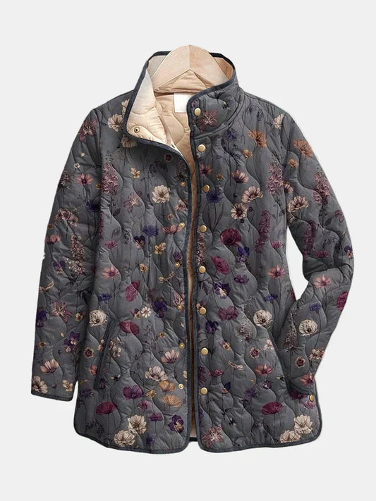 Elara | Vintage Floral Print Quilted Jacket
