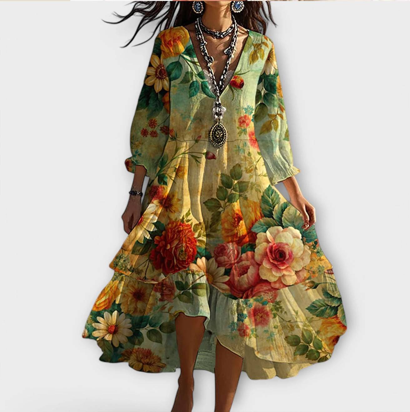 Beatrice™ | Vintage dress with floral pattern
