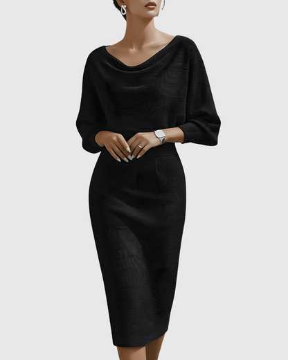 Lowenna | White Draped Batwing Midi Dress