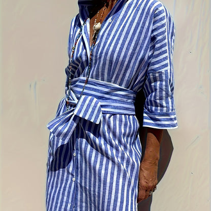 Cassandra Striped Shirt Dress