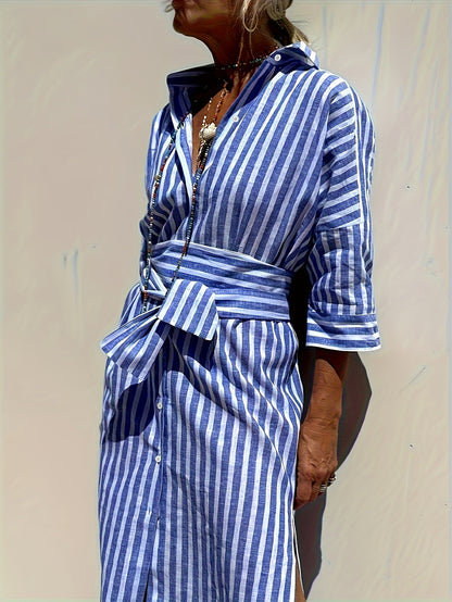 Cassandra Striped Shirt Dress