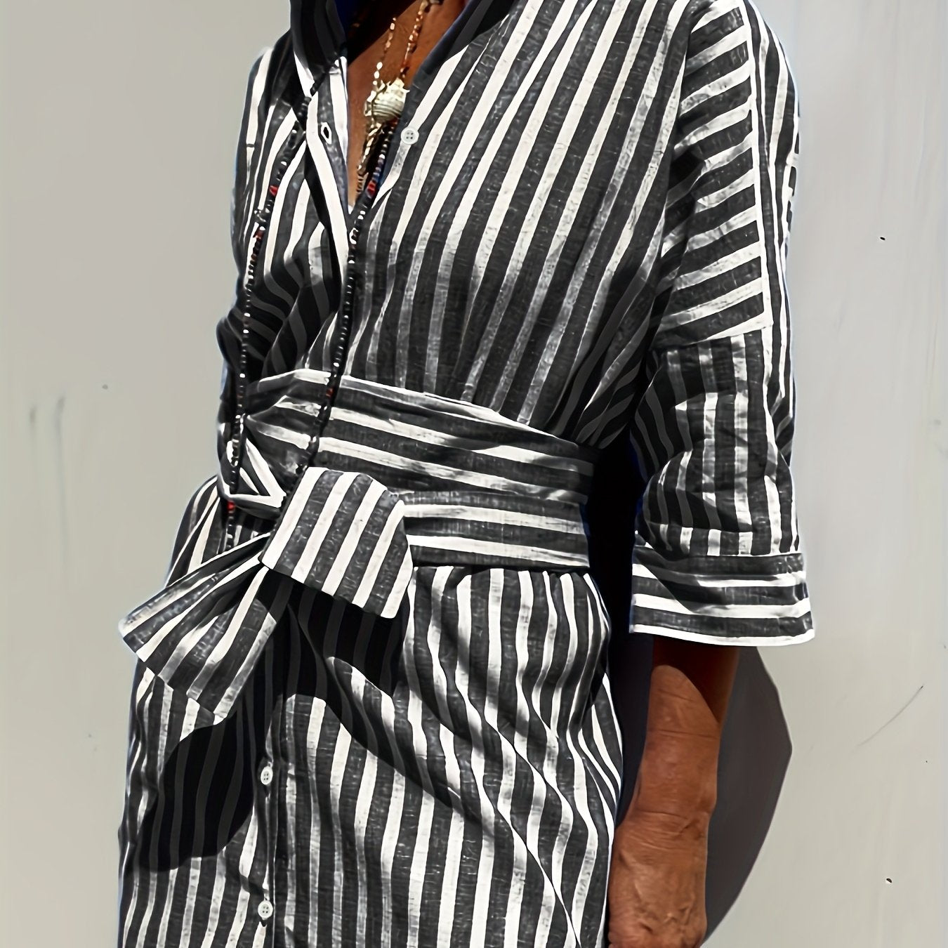 Cassandra Striped Shirt Dress
