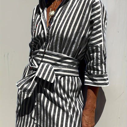 Cassandra Striped Shirt Dress