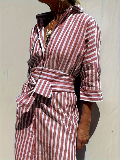 Cassandra Striped Shirt Dress