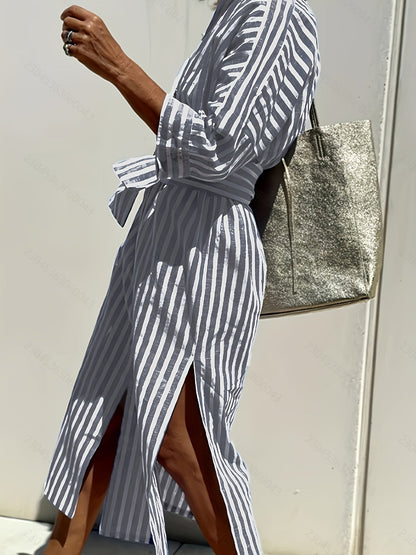 Cassandra Striped Shirt Dress