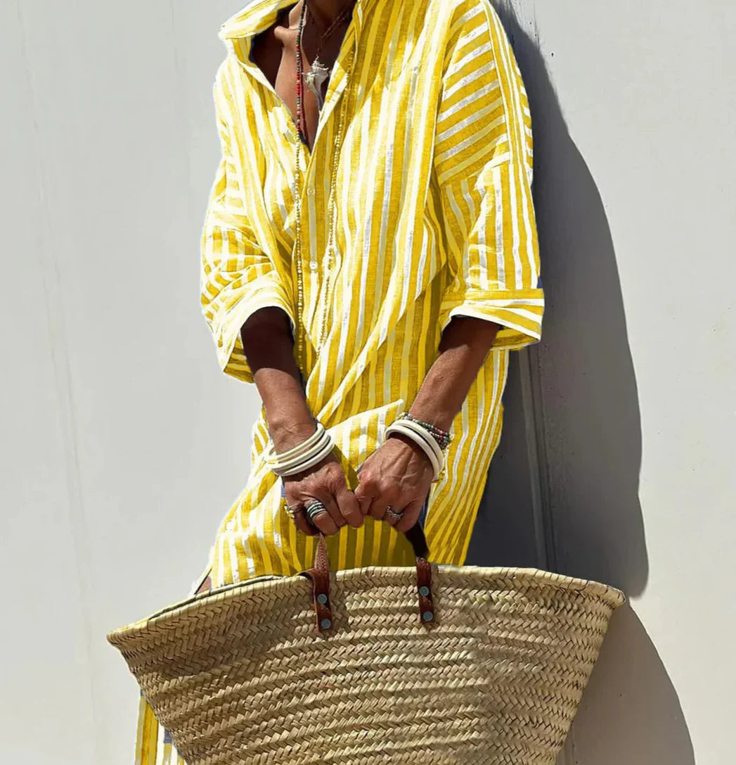 Cassandra Striped Shirt Dress