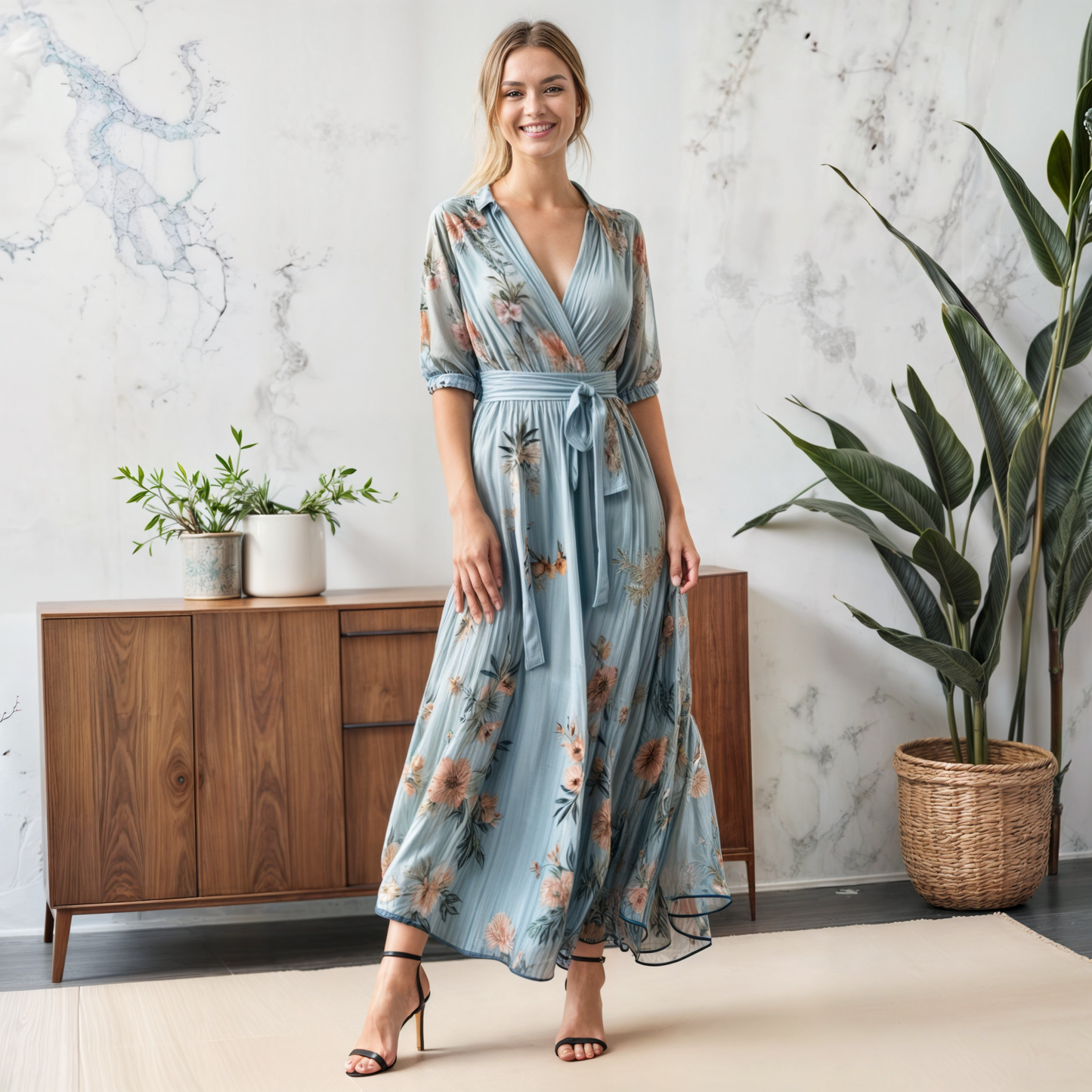Stacey™ | V-Neck Midi Dress
