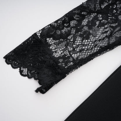 Valenora Lace Panel Maxi Dress – Black