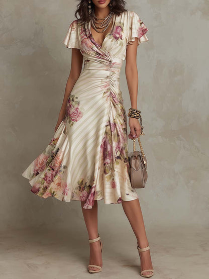 Elena | Floral Wrap Midi Dress
