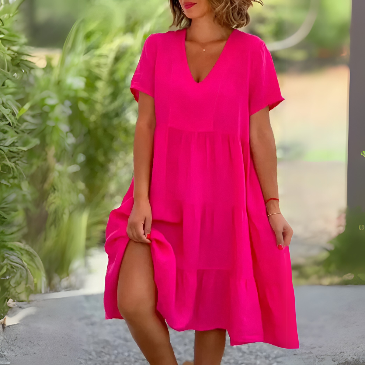 Lila V-Neck Loose Dress