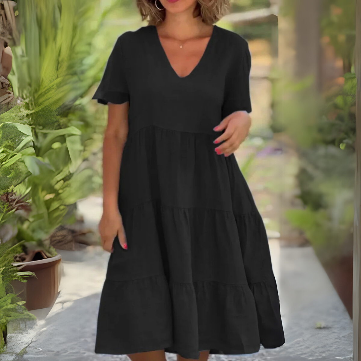 Lila V-Neck Loose Dress