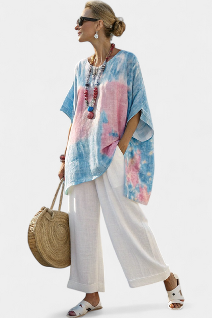 Vantrel | Comfortable Relaxed Linen Top & Striped Bamboo Pants